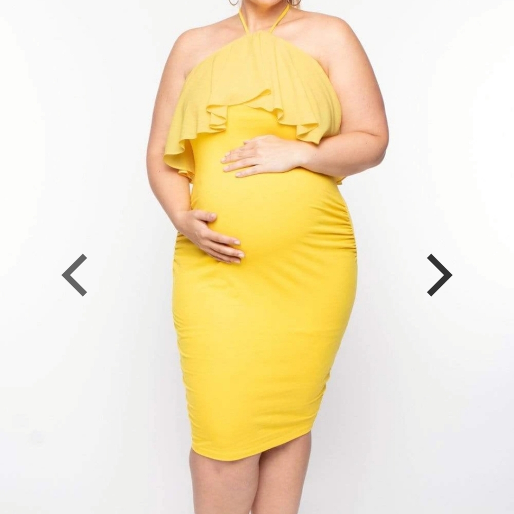 Yellow halter top maternity dress